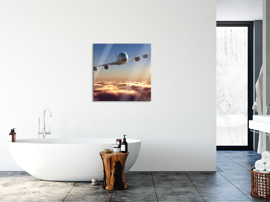 Flugzeug, Glasbild Quadratisch