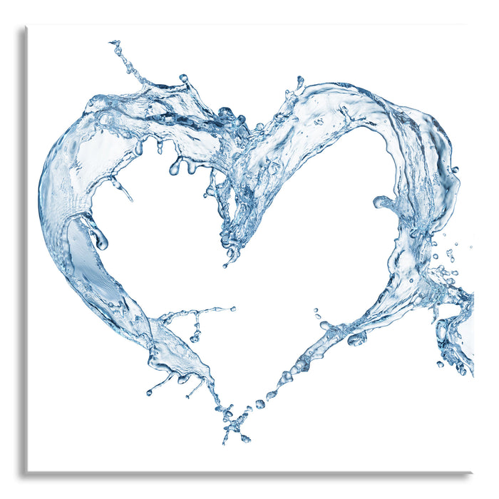 Pixxprint Herz aus Wasser, Glasbild Quadratisch