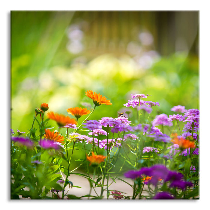 Pixxprint Blumenwiese, Glasbild Quadratisch