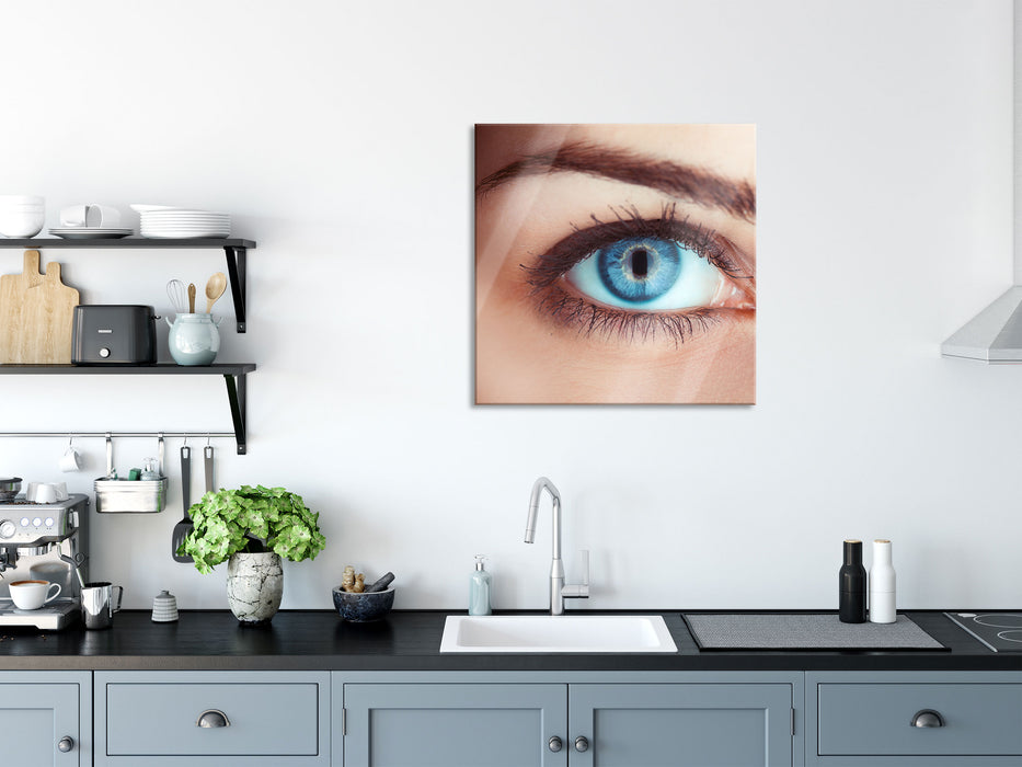 Auge einer Frau, Glasbild Quadratisch