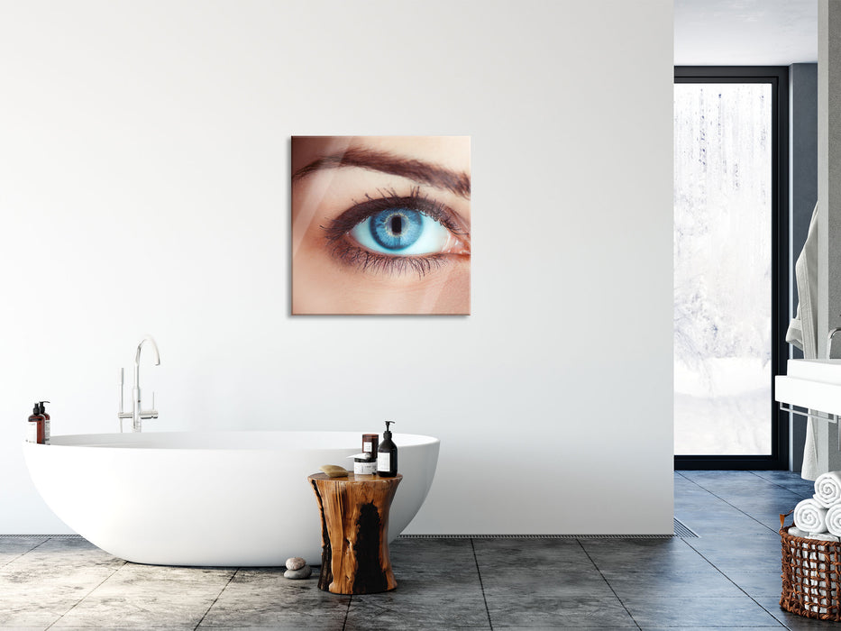 Auge einer Frau, Glasbild Quadratisch