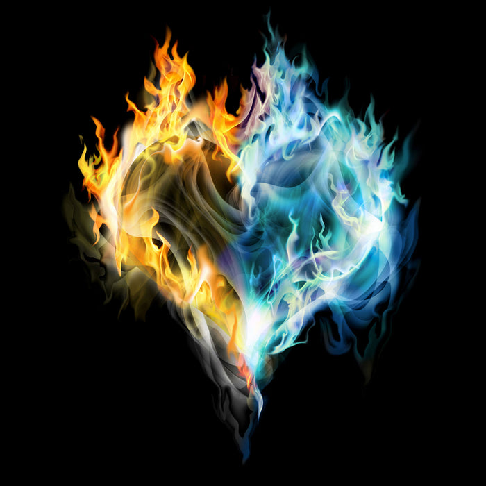 Dark Herz aus Feuer und Wasser, Glasbild Quadratisch