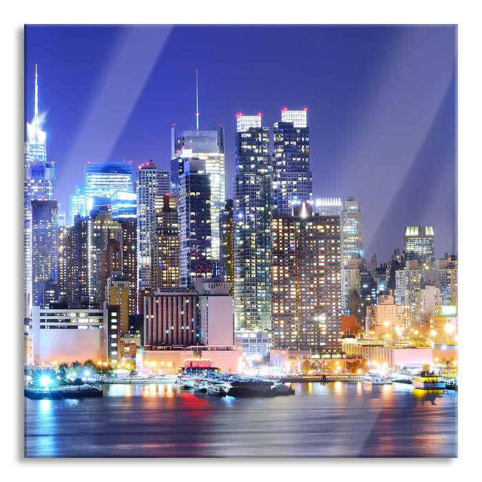 Pixxprint New York Skyline Brücke, Glasbild Quadratisch