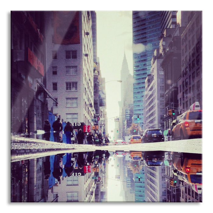 Pixxprint New York Times Square, Glasbild Quadratisch
