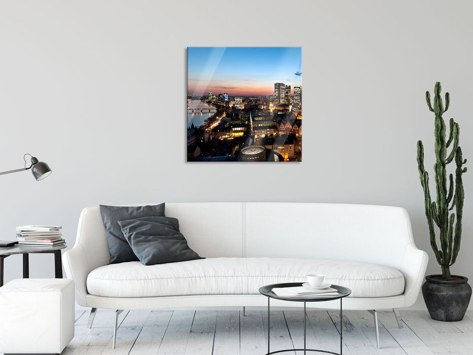 Frankfurt Skyline, Glasbild Quadratisch