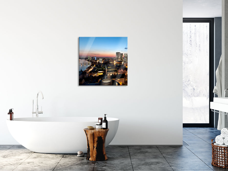 Frankfurt Skyline, Glasbild Quadratisch