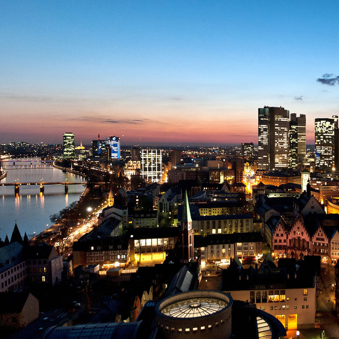 Frankfurt Skyline, Glasbild Quadratisch