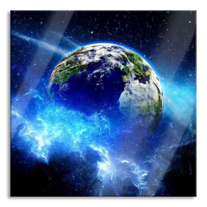 Planet Erde, Glasbild Quadratisch