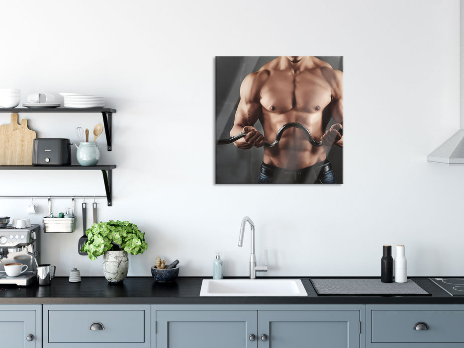 Bodybuilding, Glasbild Quadratisch