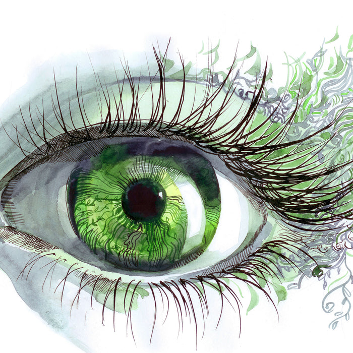 Grünes Auge, Glasbild Quadratisch