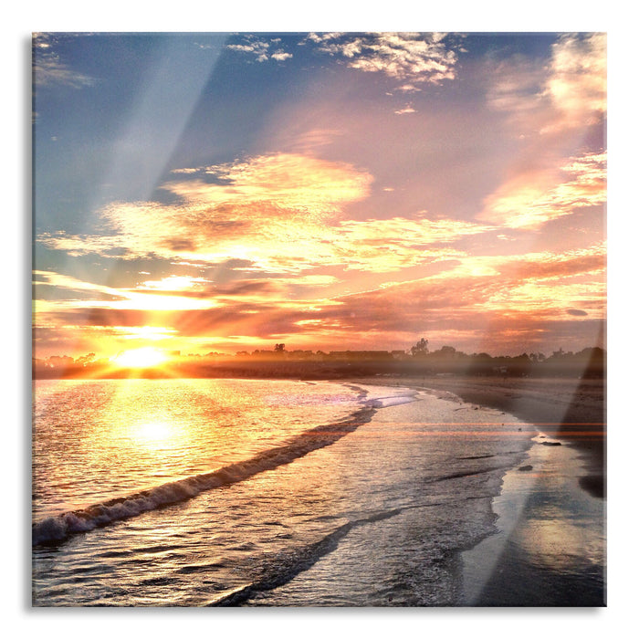 Los Angeles Beach, Glasbild Quadratisch