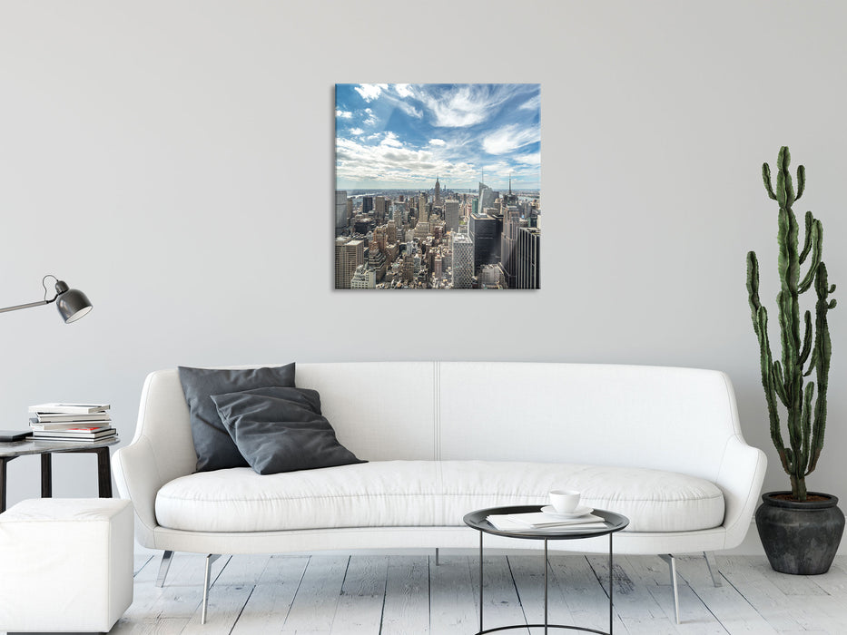 New York Skyline, Glasbild Quadratisch