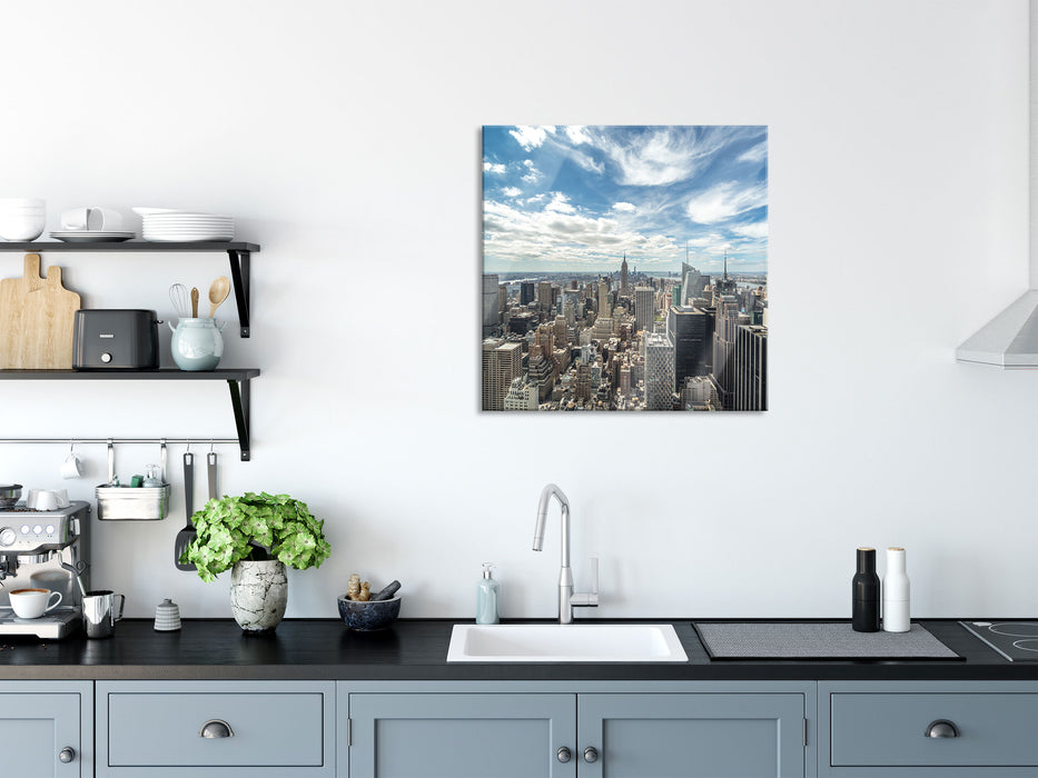 New York Skyline, Glasbild Quadratisch