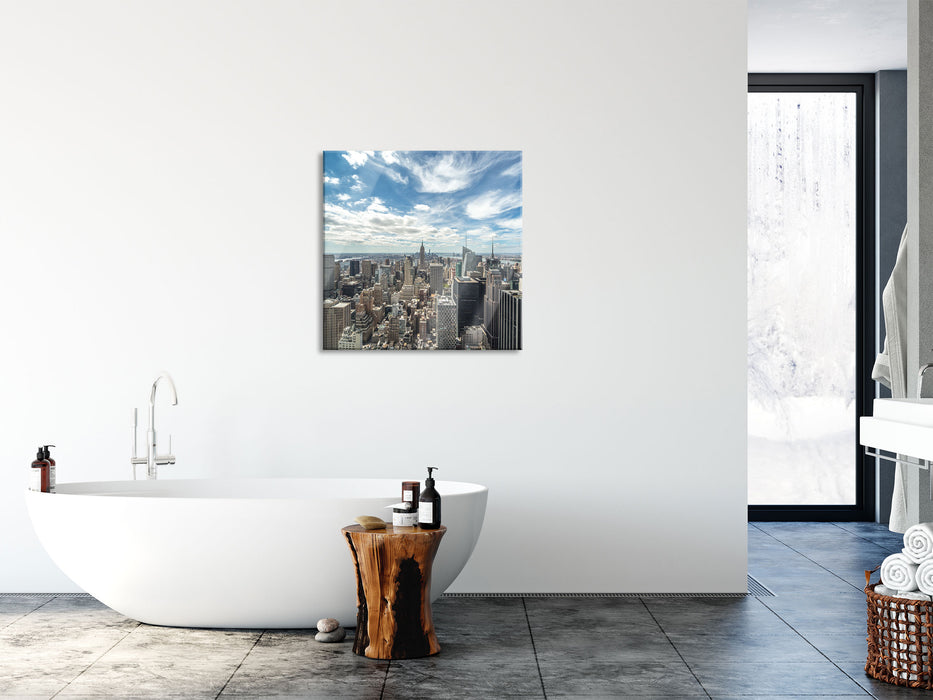 New York Skyline, Glasbild Quadratisch