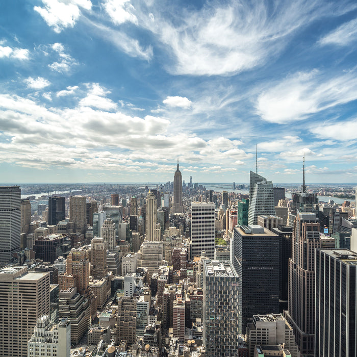 New York Skyline, Glasbild Quadratisch