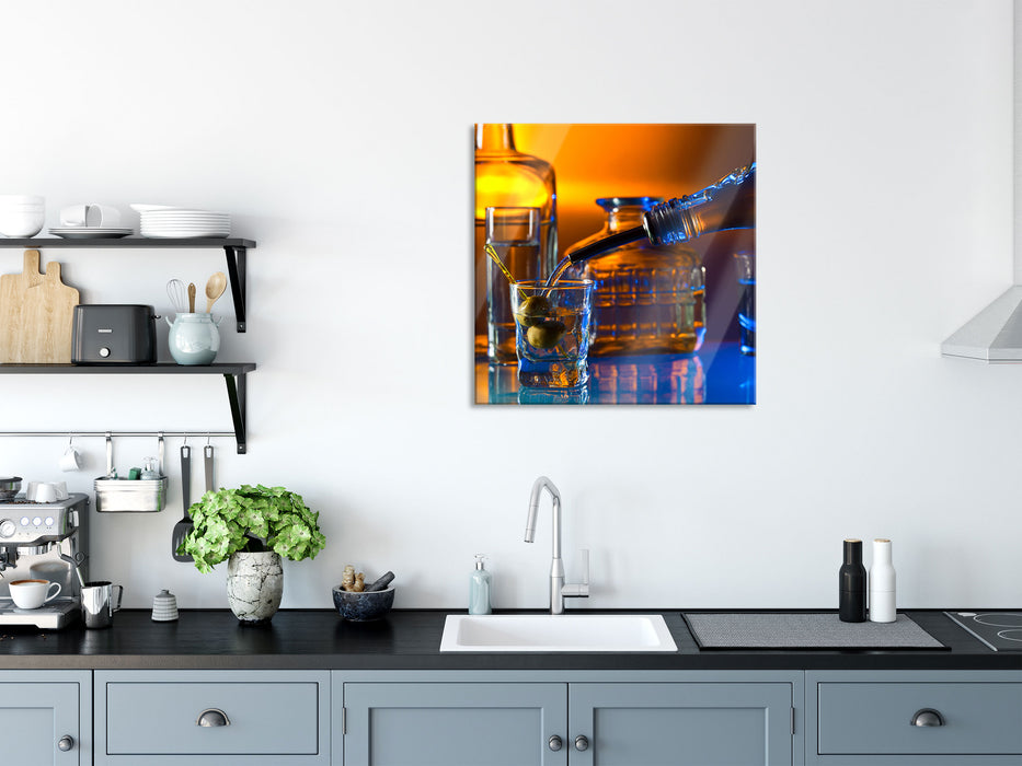 Schnaps, Glasbild Quadratisch
