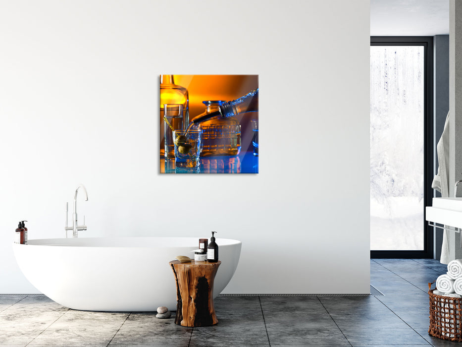 Schnaps, Glasbild Quadratisch