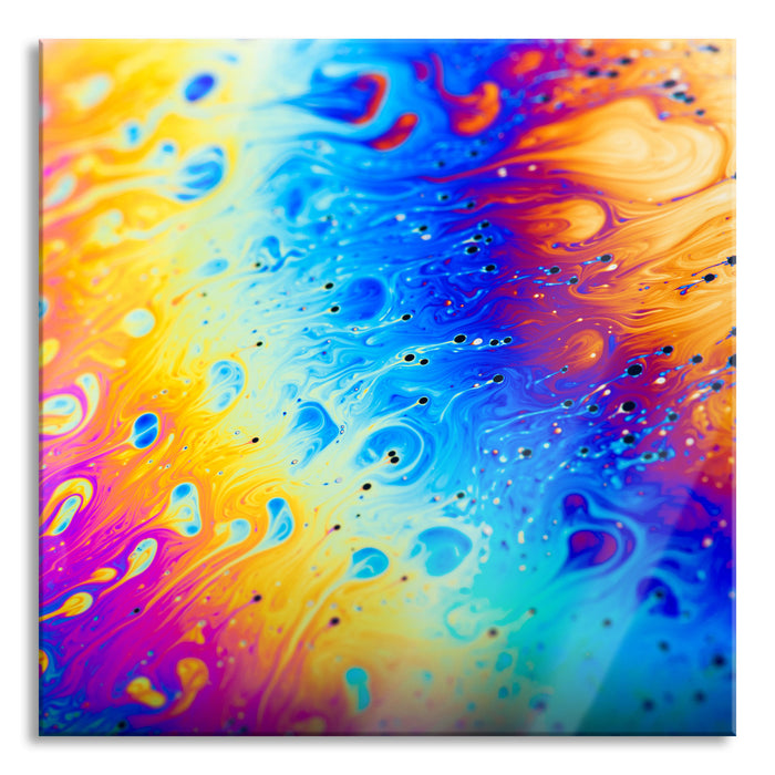 Pixxprint Bunte Farben, Glasbild Quadratisch