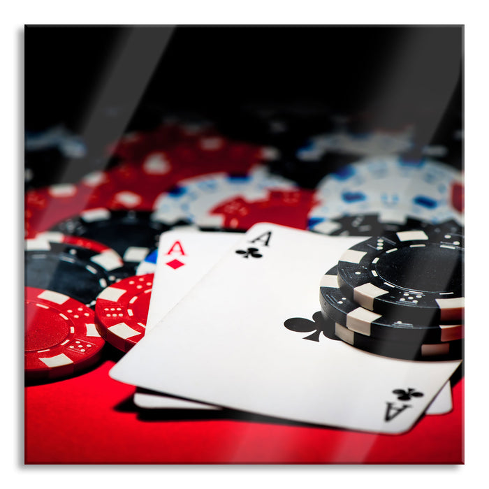 Pixxprint Spielkarten, Glasbild Quadratisch