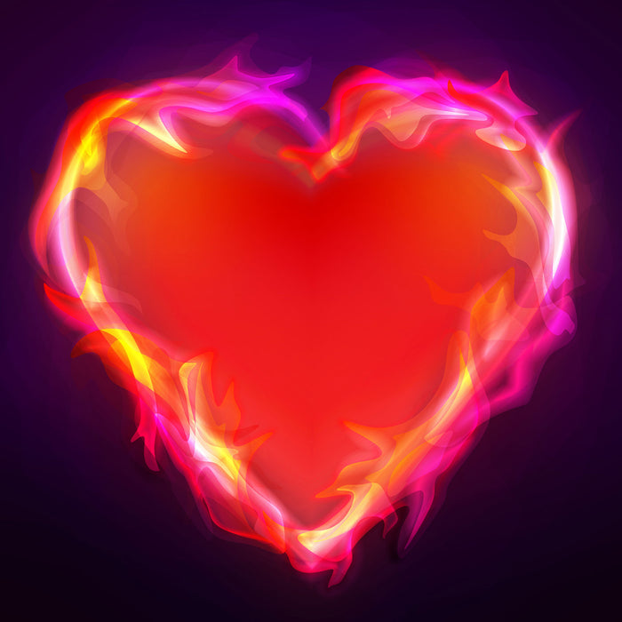 Herz aus Feuer, Glasbild Quadratisch