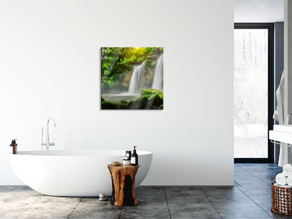 Wasserfall, Glasbild Quadratisch