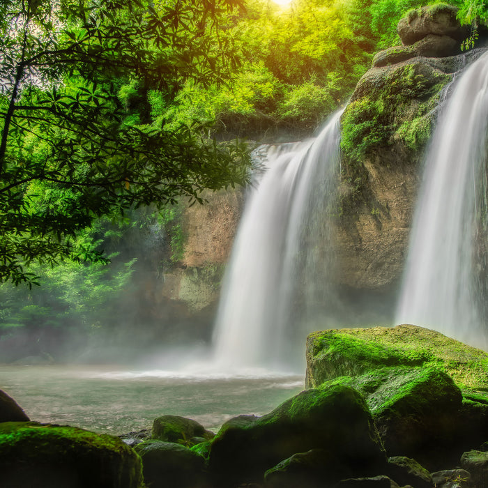 Wasserfall, Glasbild Quadratisch