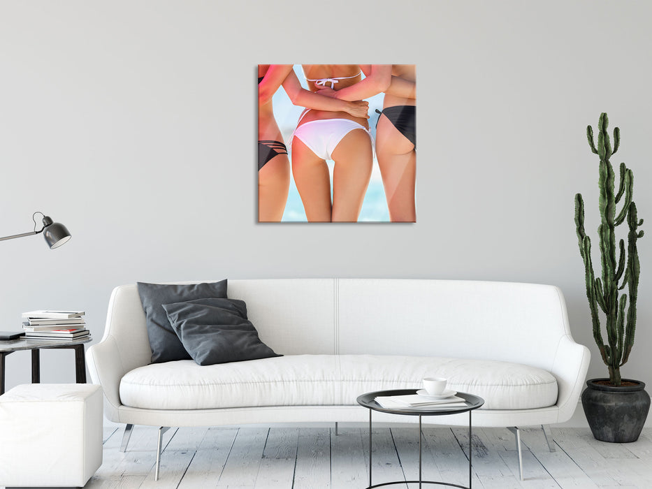 Sexy Girl Bikini, Glasbild Quadratisch