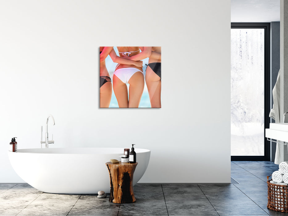 Sexy Girl Bikini, Glasbild Quadratisch