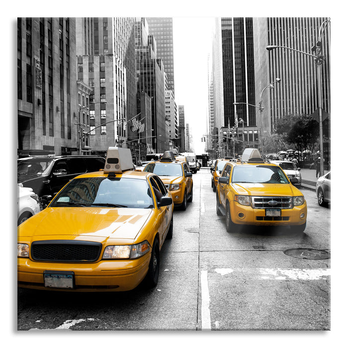 Pixxprint Cityverkehr New York, Glasbild Quadratisch