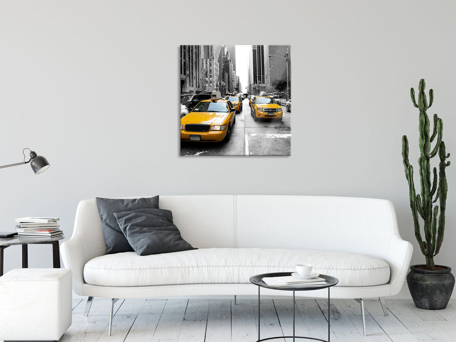 Cityverkehr New York, Glasbild Quadratisch