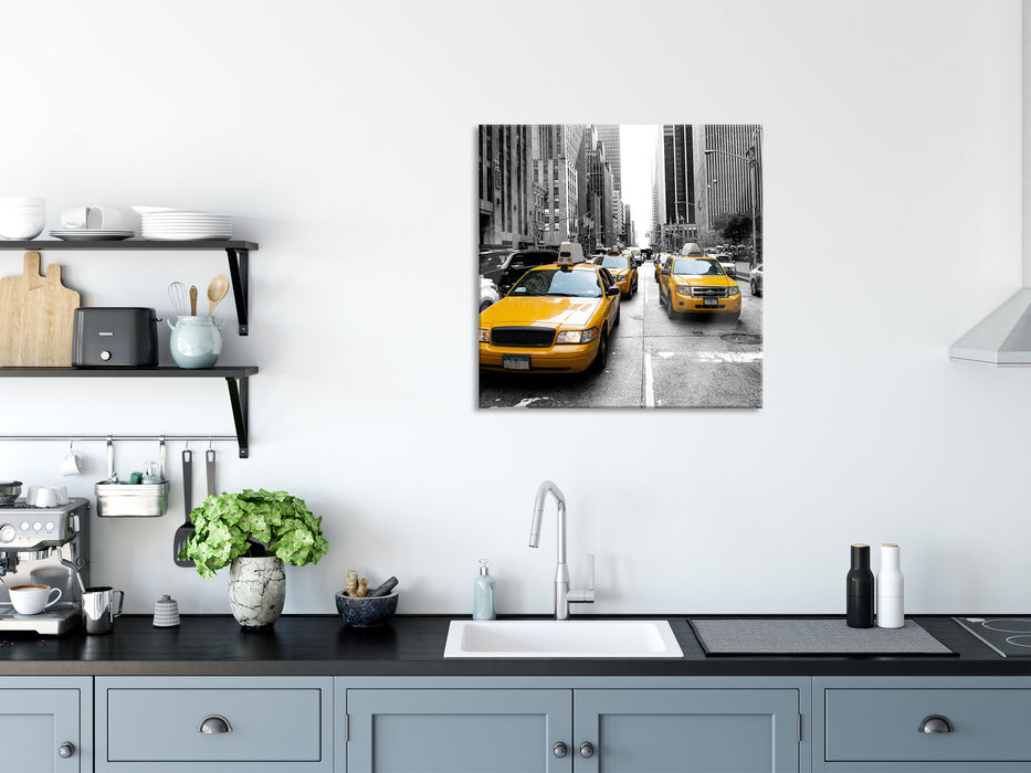 Cityverkehr New York, Glasbild Quadratisch