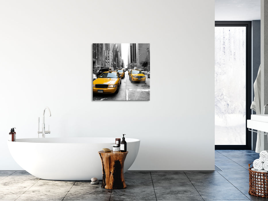 Cityverkehr New York, Glasbild Quadratisch