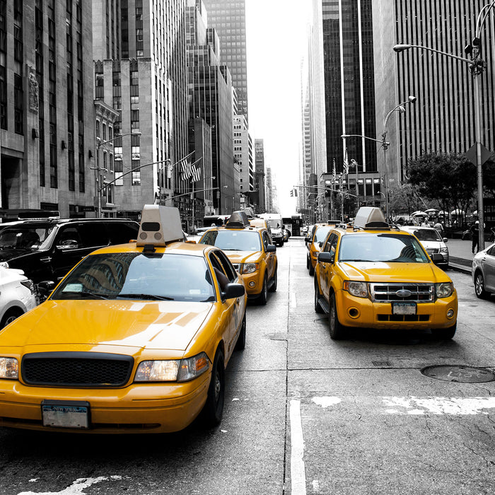 Cityverkehr New York, Glasbild Quadratisch