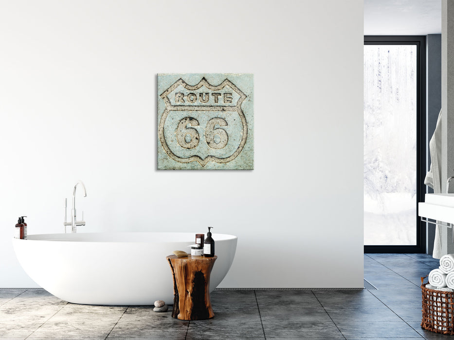 Route 66, Glasbild Quadratisch