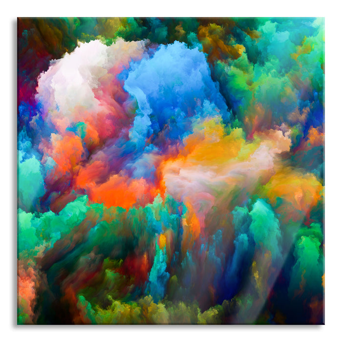 Pixxprint Farbflash Holi, Glasbild Quadratisch