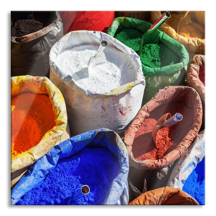 Pixxprint Farbpigmente, Glasbild Quadratisch