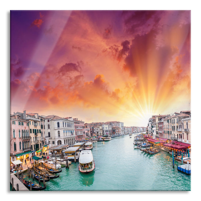 Pixxprint Venedig Fluss Häuser, Glasbild Quadratisch