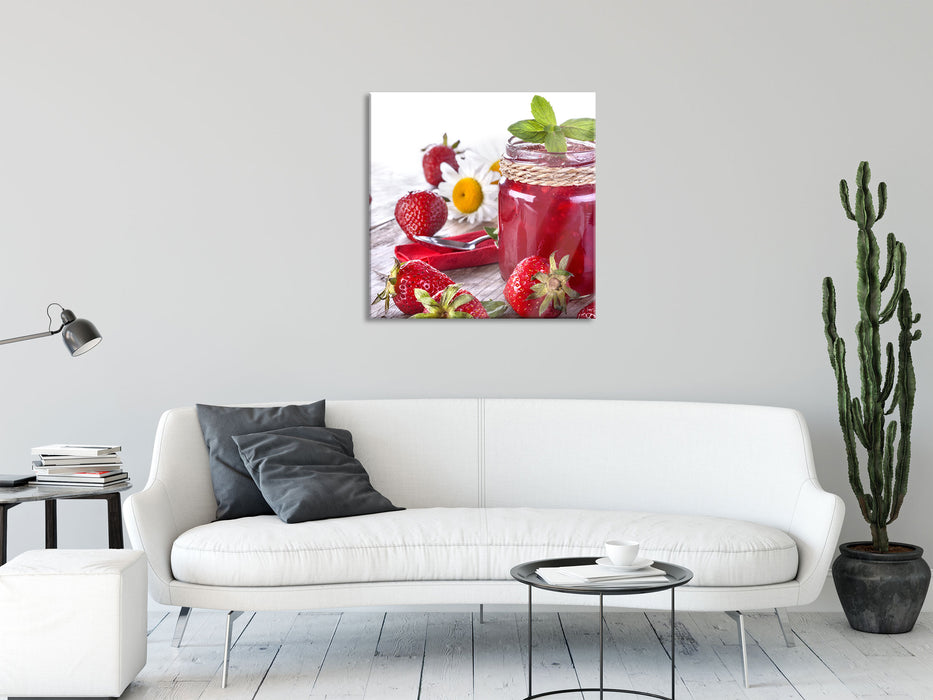 Erdbeermarmelade, Glasbild Quadratisch