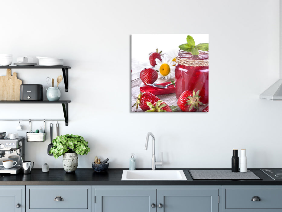 Erdbeermarmelade, Glasbild Quadratisch