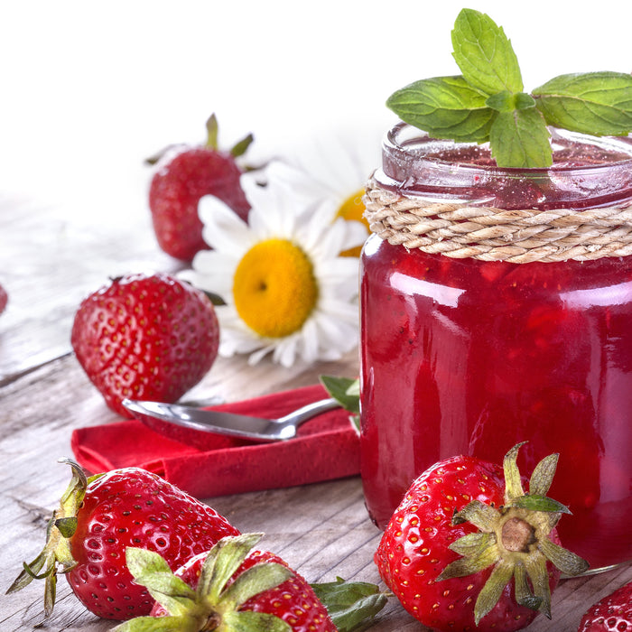 Erdbeermarmelade, Glasbild Quadratisch