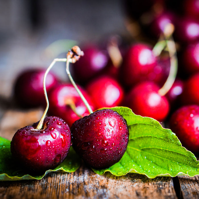 Kirschen, Glasbild Quadratisch