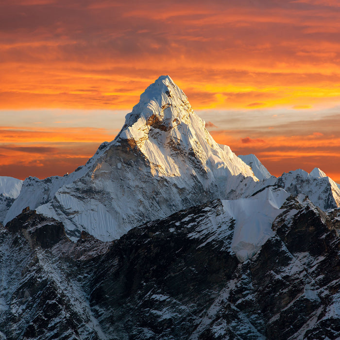 Berge in der Sonne, Glasbild Quadratisch