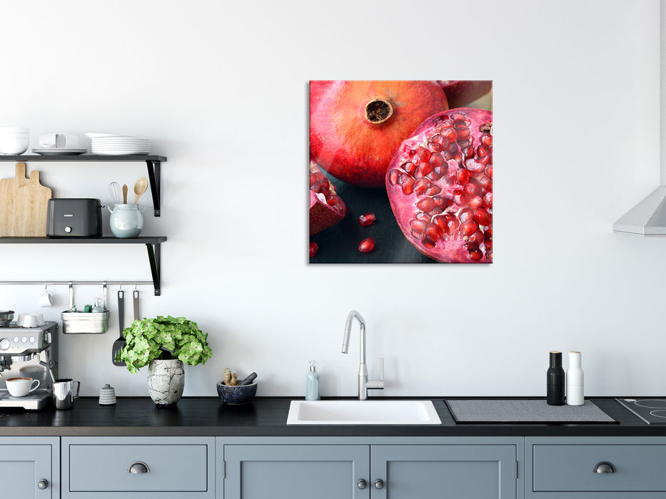 Granatapfel, Glasbild Quadratisch