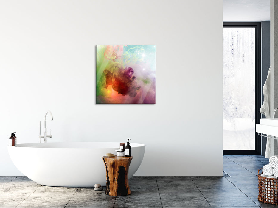 Bunte Wasserwelle, Glasbild Quadratisch