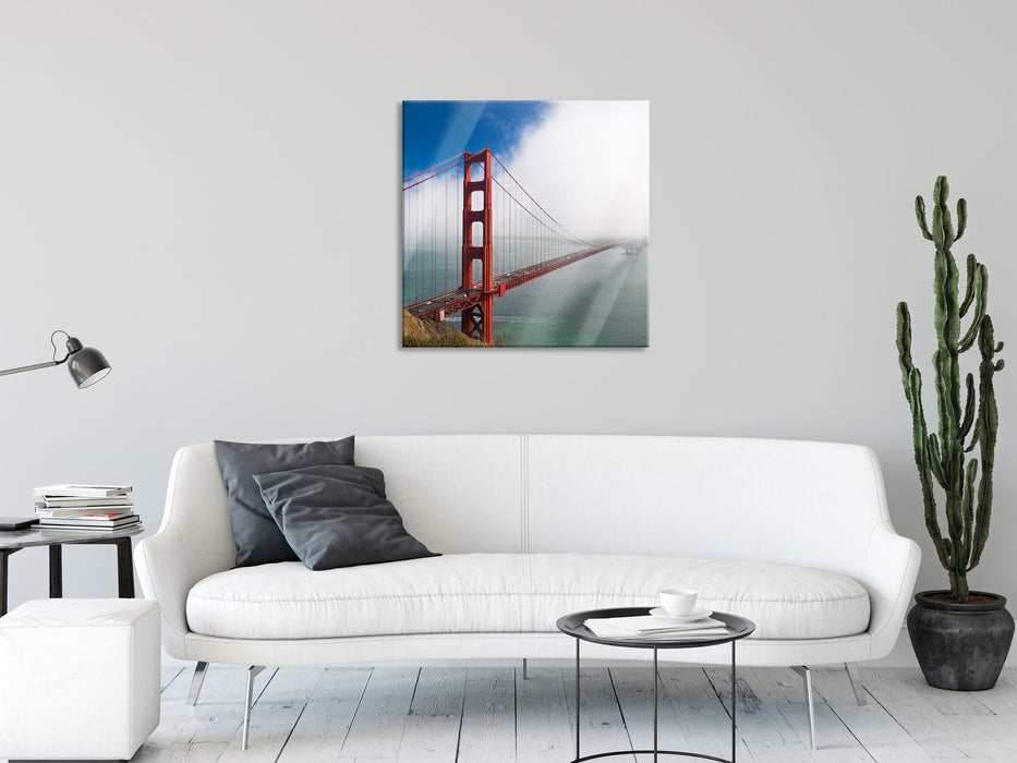 Golden Gate Bridge San Francisco, Glasbild Quadratisch