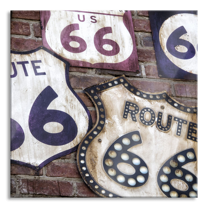 Pixxprint Route 66, Glasbild Quadratisch