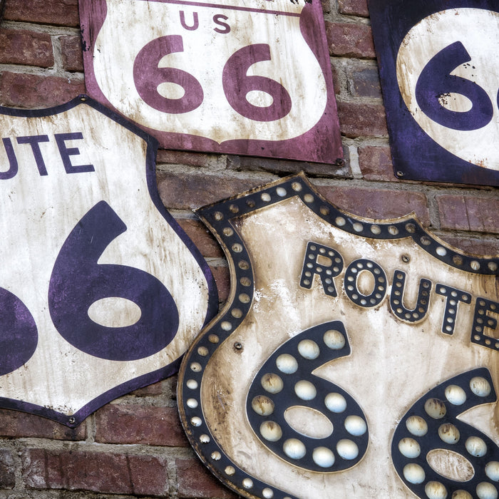 Route 66, Glasbild Quadratisch