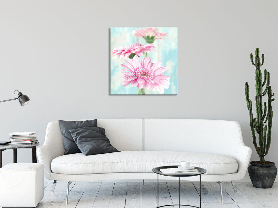 Gerberas, Glasbild Quadratisch