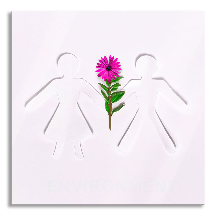 Pärchen mit Blume, Glasbild Quadratisch