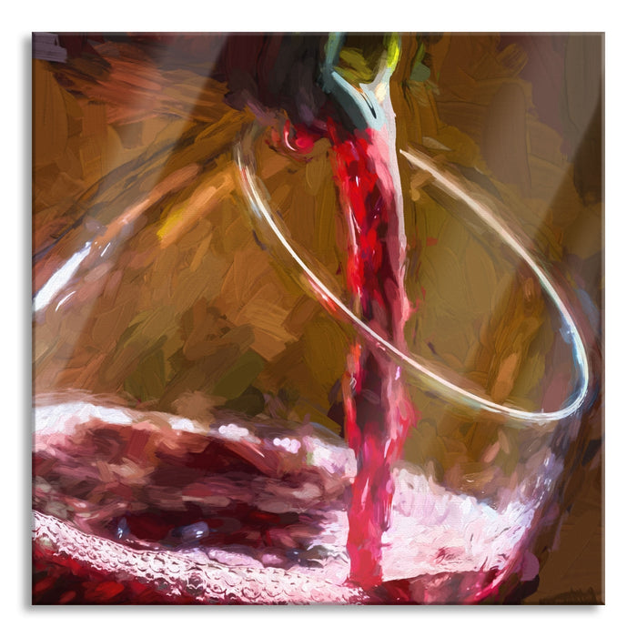 Pixxprint Rotwein einschenken, Glasbild Quadratisch